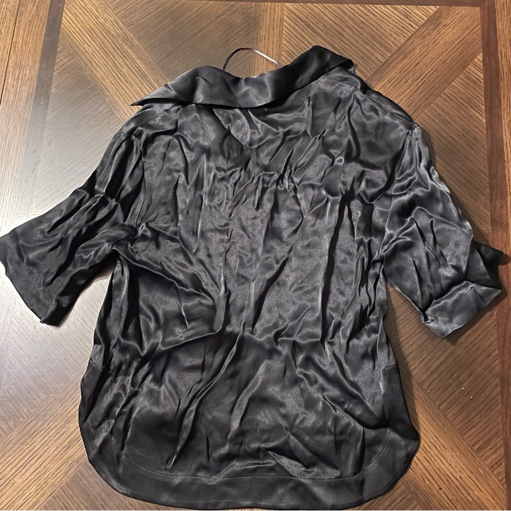 Zara Black Satin Blouse - Picture 2 of 5